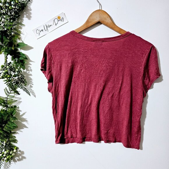 Four Girlz Womens Boho Crop Top Tee Shirt‎ Feather & Arrow Print Size S ~SS46.3 - Picture 4 of 4